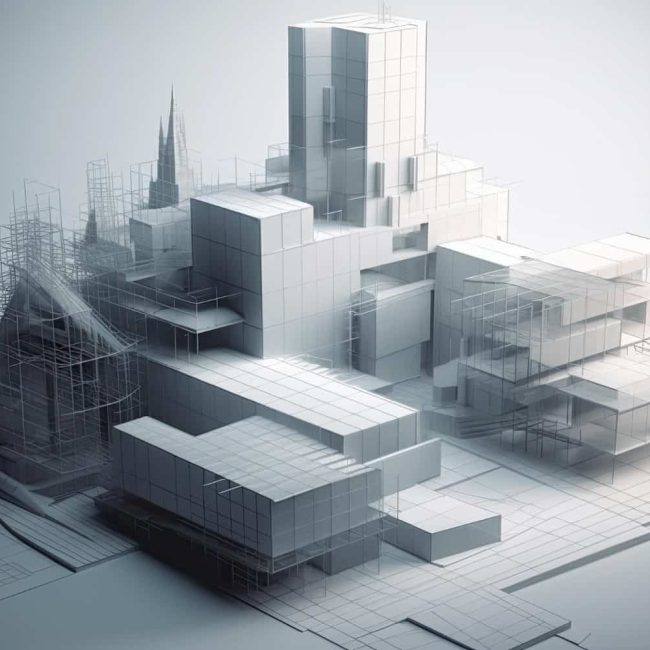Ein Abstraktes Bild eines 3D Gebäudes für Tragwerksplaner